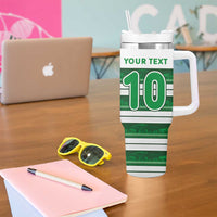 Custom Zimbabwe Rugby Tumbler With Handle African Heritage Stripes Style - Wonder Print Shop