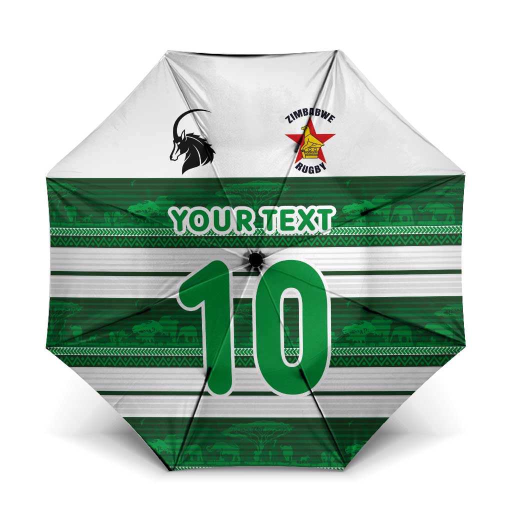 Custom Zimbabwe Rugby Umbrella African Heritage Stripes Style - Wonder Print Shop