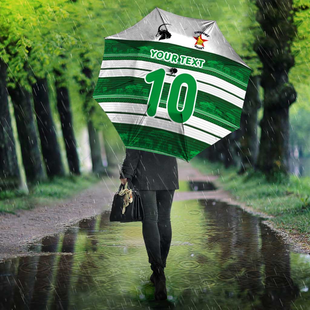 Custom Zimbabwe Rugby Umbrella African Heritage Stripes Style - Wonder Print Shop