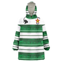 Custom Zimbabwe Rugby Wearable Blanket Hoodie African Heritage Stripes Style - Wonder Print Shop