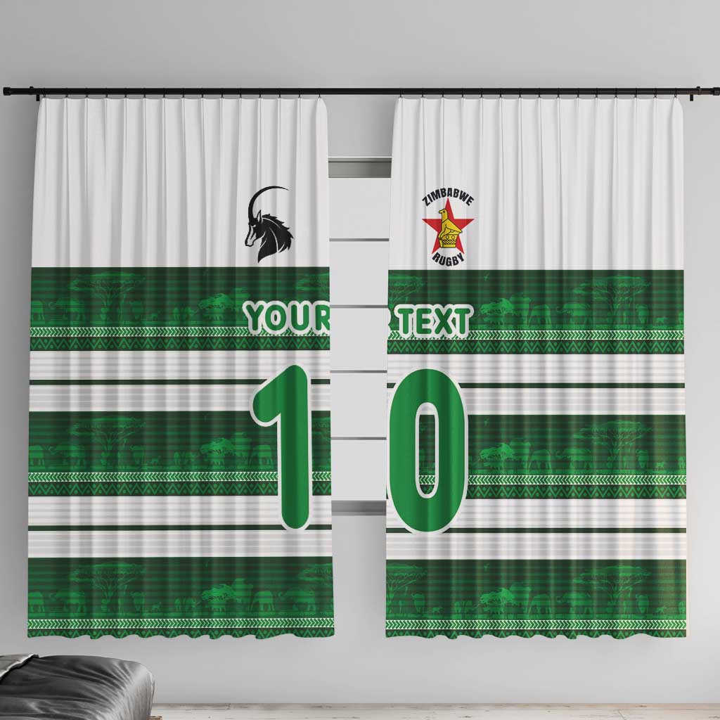 Custom Zimbabwe Rugby Window Curtain African Heritage Stripes Style - Wonder Print Shop