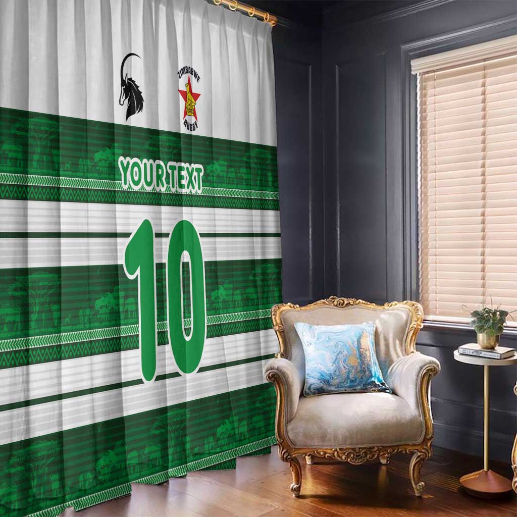 Custom Zimbabwe Rugby Window Curtain African Heritage Stripes Style - Wonder Print Shop