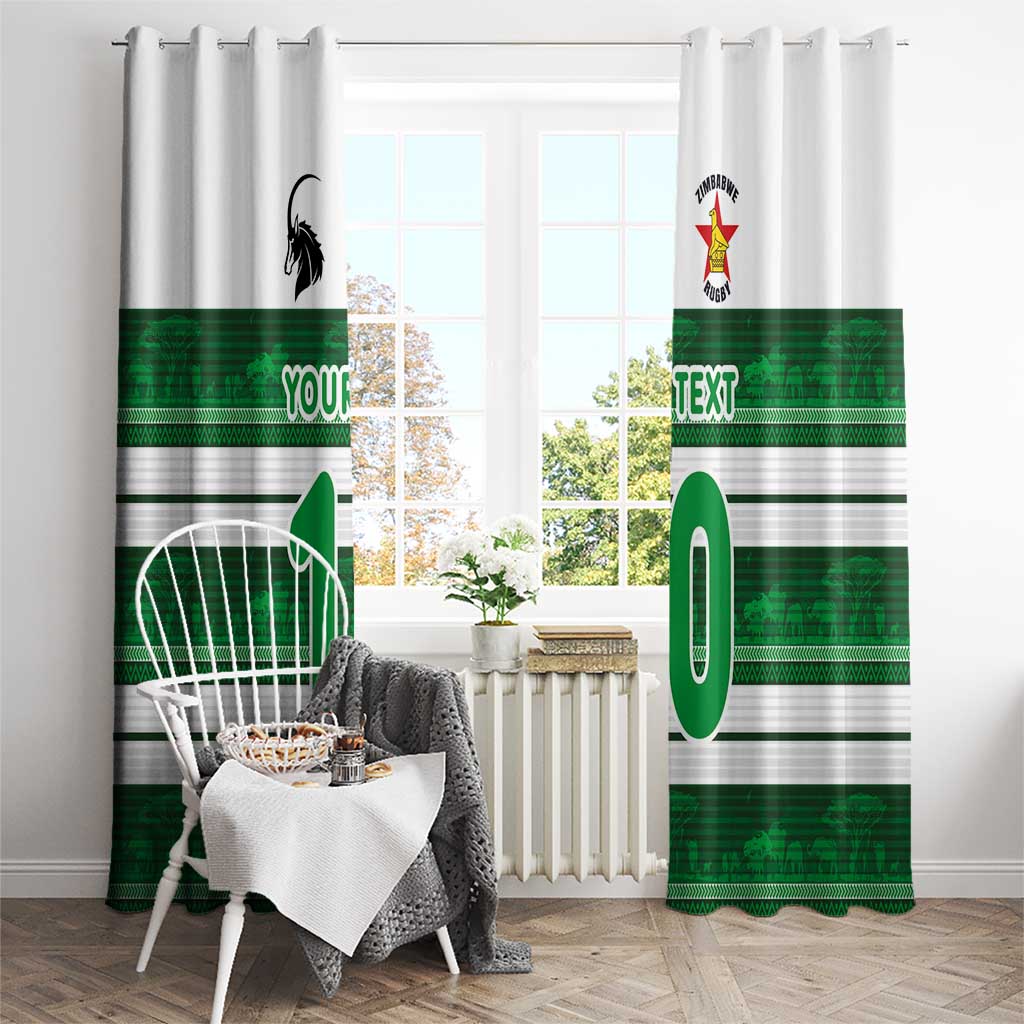 Custom Zimbabwe Rugby Window Curtain African Heritage Stripes Style - Wonder Print Shop