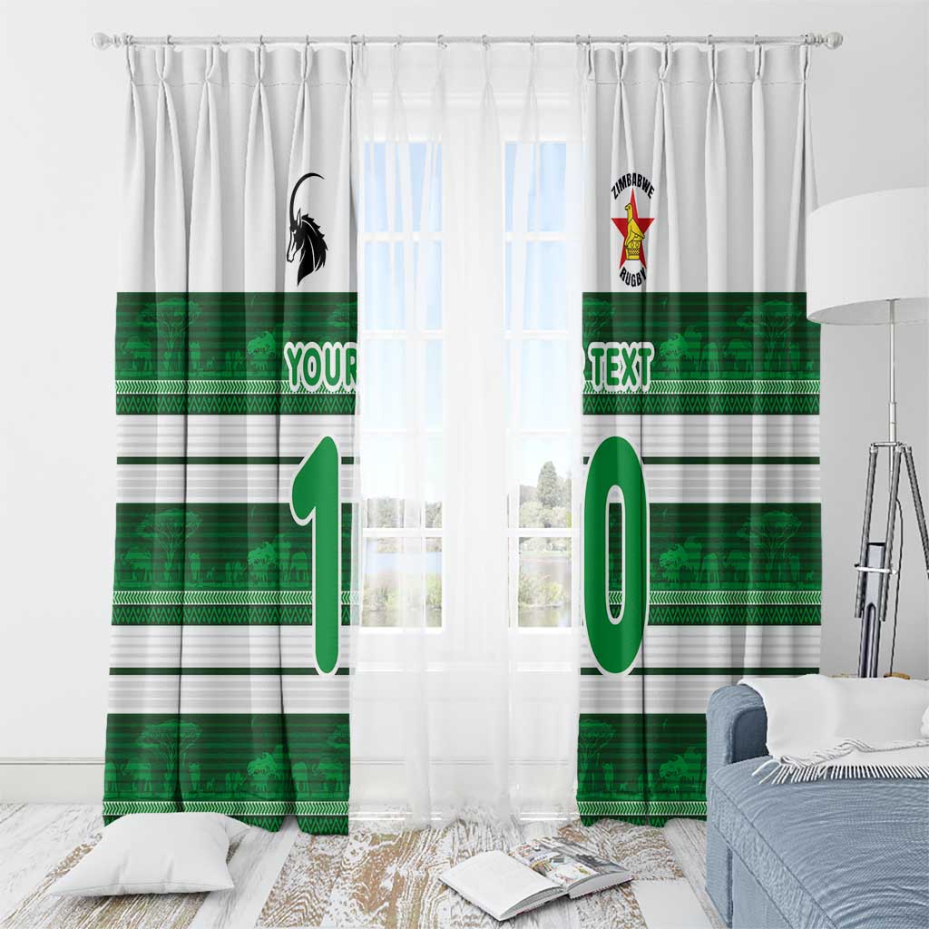 Custom Zimbabwe Rugby Window Curtain African Heritage Stripes Style - Wonder Print Shop
