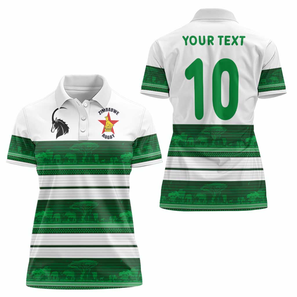 Custom Zimbabwe Rugby Women Polo Shirt African Heritage Stripes Style - Wonder Print Shop