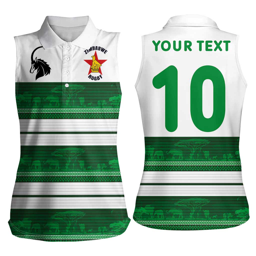 Custom Zimbabwe Rugby Women Sleeveless Polo Shirt African Heritage Stripes Style - Wonder Print Shop