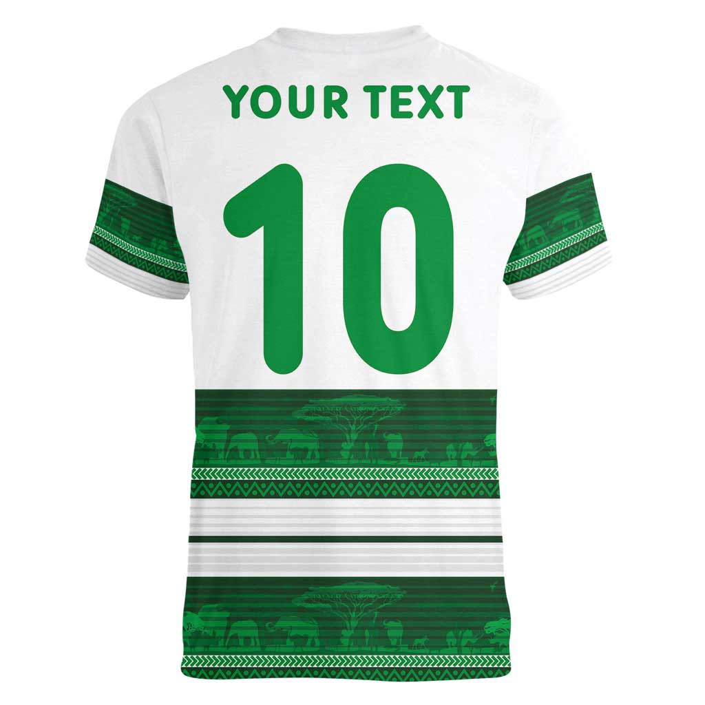 Custom Zimbabwe Rugby Women V-Neck T-Shirt African Heritage Stripes Style - Wonder Print Shop