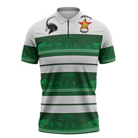Custom Zimbabwe Rugby Zipper Polo Shirt African Heritage Stripes Style - Wonder Print Shop
