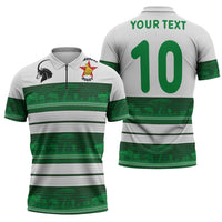 Custom Zimbabwe Rugby Zipper Polo Shirt African Heritage Stripes Style - Wonder Print Shop