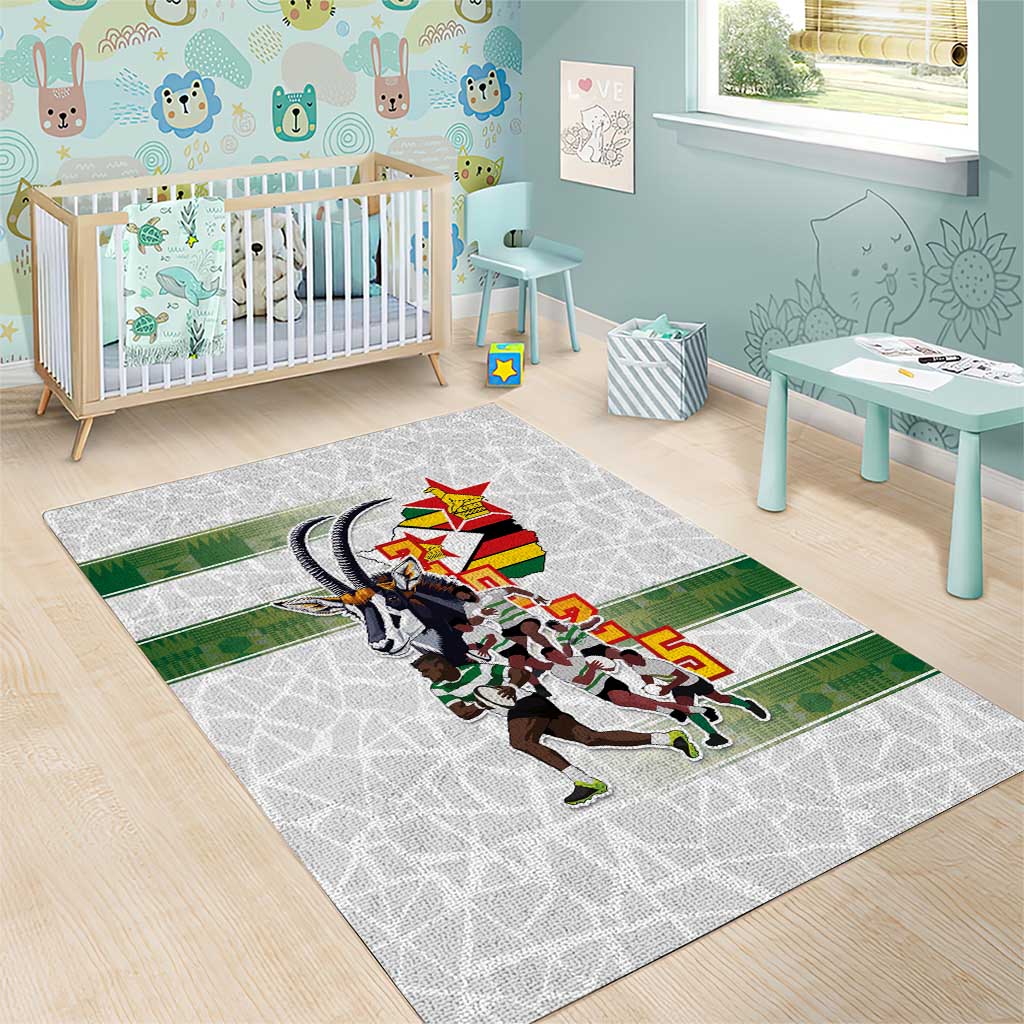Zimbabwe Rugby The Champions 2025 Area Rug Warriors Sable Antelope - Wonder Print Shop