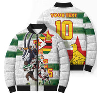 Custom Zimbabwe Rugby The Champions 2025 Bomber Puffer Jacket Warriors Sable Antelope - Wonder Print Shop