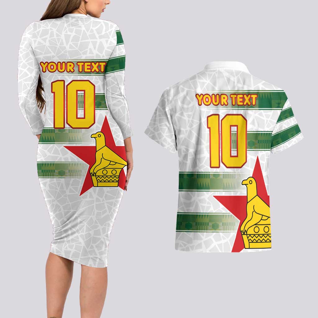Custom Zimbabwe Rugby The Champions 2025 Couples Matching Long Sleeve Bodycon Dress and Hawaiian Shirt Warriors Sable Antelope - Wonder Print Shop
