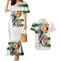 Custom Zimbabwe Rugby The Champions 2025 Couples Matching Mermaid Dress and Hawaiian Shirt Warriors Sable Antelope - Wonder Print Shop