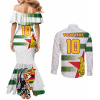 Custom Zimbabwe Rugby The Champions 2025 Couples Matching Mermaid Dress and Long Sleeve Button Shirt Warriors Sable Antelope - Wonder Print Shop