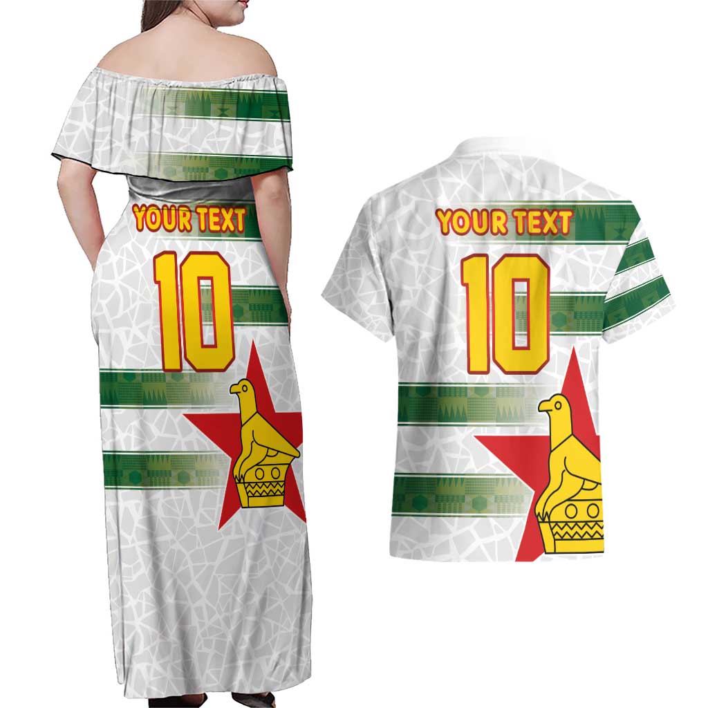 Custom Zimbabwe Rugby The Champions 2025 Couples Matching Off Shoulder Maxi Dress and Hawaiian Shirt Warriors Sable Antelope - Wonder Print Shop