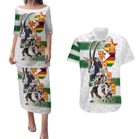 Custom Zimbabwe Rugby The Champions 2025 Couples Matching Puletasi and Hawaiian Shirt Warriors Sable Antelope - Wonder Print Shop