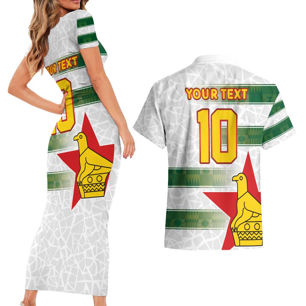 Custom Zimbabwe Rugby The Champions 2025 Couples Matching Short Sleeve Bodycon Dress and Hawaiian Shirt Warriors Sable Antelope - Wonder Print Shop