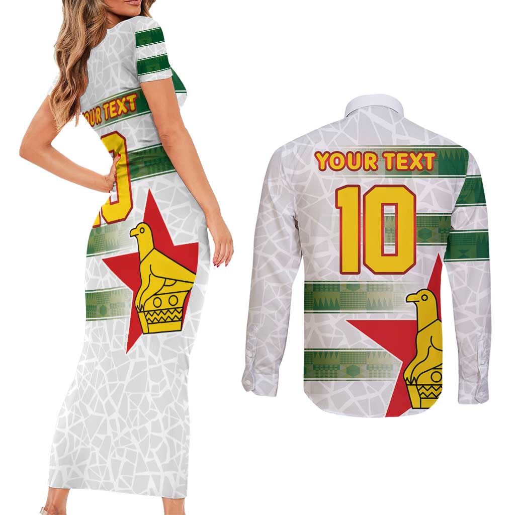 Custom Zimbabwe Rugby The Champions 2025 Couples Matching Short Sleeve Bodycon Dress and Long Sleeve Button Shirt Warriors Sable Antelope - Wonder Print Shop