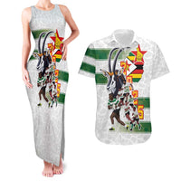 Custom Zimbabwe Rugby The Champions 2025 Couples Matching Tank Maxi Dress and Hawaiian Shirt Warriors Sable Antelope - Wonder Print Shop