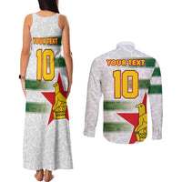 Custom Zimbabwe Rugby The Champions 2025 Couples Matching Tank Maxi Dress and Long Sleeve Button Shirt Warriors Sable Antelope - Wonder Print Shop