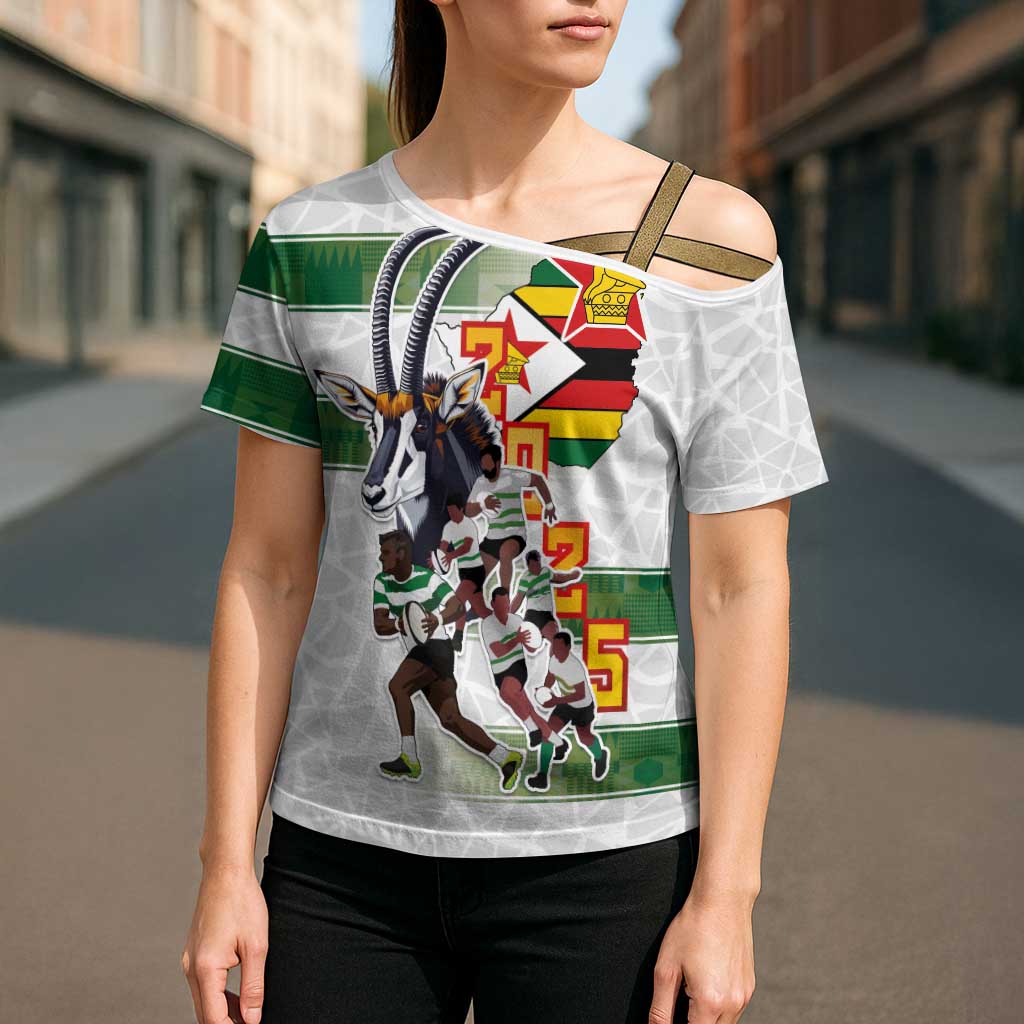 Custom Zimbabwe Rugby The Champions 2025 Cross Shoulder Shirt Warriors Sable Antelope - Wonder Print Shop