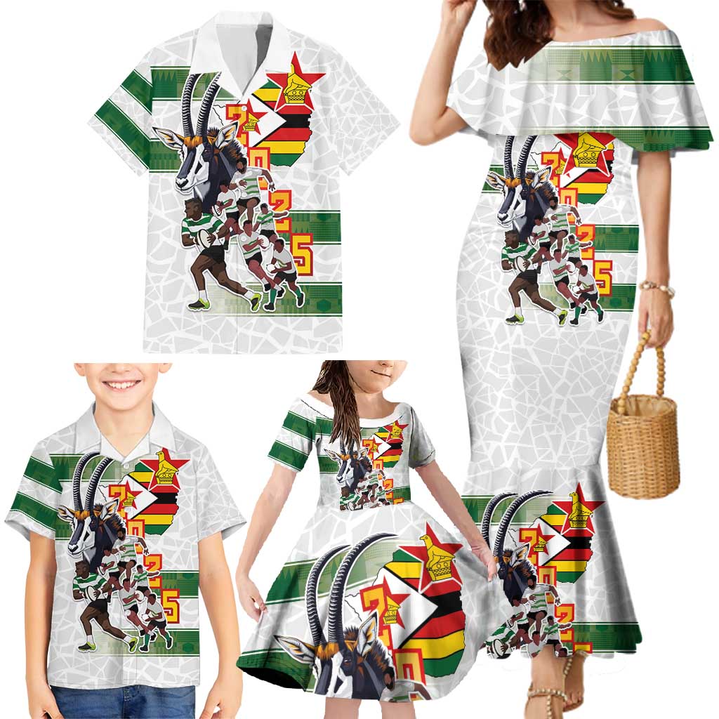Custom Zimbabwe Rugby The Champions 2025 Family Matching Mermaid Dress and Hawaiian Shirt Warriors Sable Antelope - Wonder Print Shop