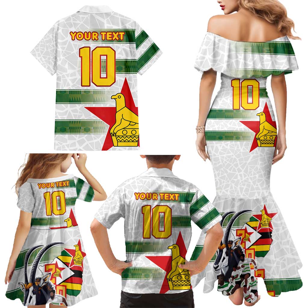 Custom Zimbabwe Rugby The Champions 2025 Family Matching Mermaid Dress and Hawaiian Shirt Warriors Sable Antelope - Wonder Print Shop