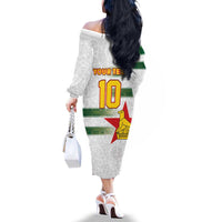 Custom Zimbabwe Rugby The Champions 2025 Family Matching Off The Shoulder Long Sleeve Dress and Hawaiian Shirt Warriors Sable Antelope - Wonder Print Shop