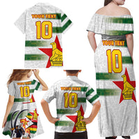 Custom Zimbabwe Rugby The Champions 2025 Family Matching Off Shoulder Maxi Dress and Hawaiian Shirt Warriors Sable Antelope - Wonder Print Shop