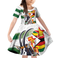 Custom Zimbabwe Rugby The Champions 2025 Family Matching Off Shoulder Short Dress and Hawaiian Shirt Warriors Sable Antelope - Wonder Print Shop