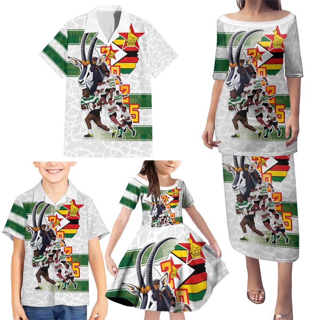 Custom Zimbabwe Rugby The Champions 2025 Family Matching Puletasi and Hawaiian Shirt Warriors Sable Antelope - Wonder Print Shop