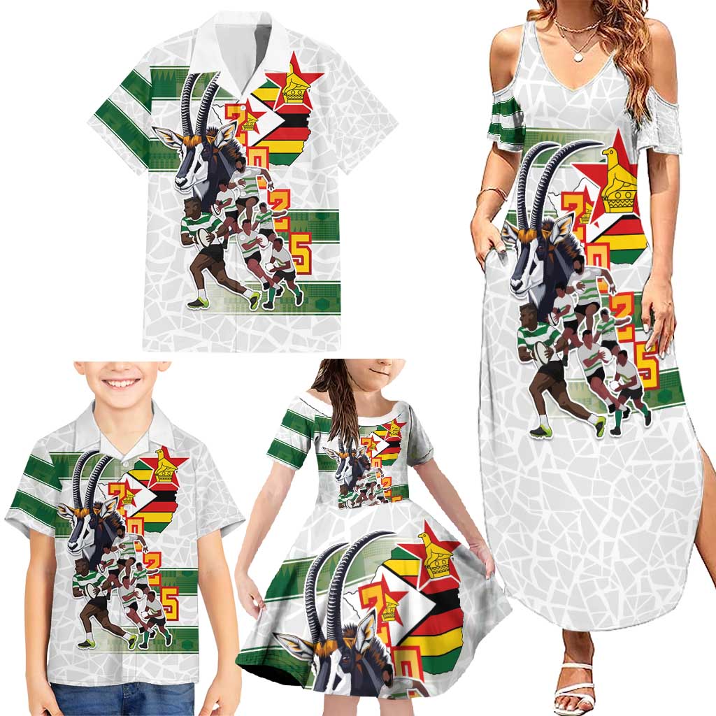 Custom Zimbabwe Rugby The Champions 2025 Family Matching Summer Maxi Dress and Hawaiian Shirt Warriors Sable Antelope - Wonder Print Shop
