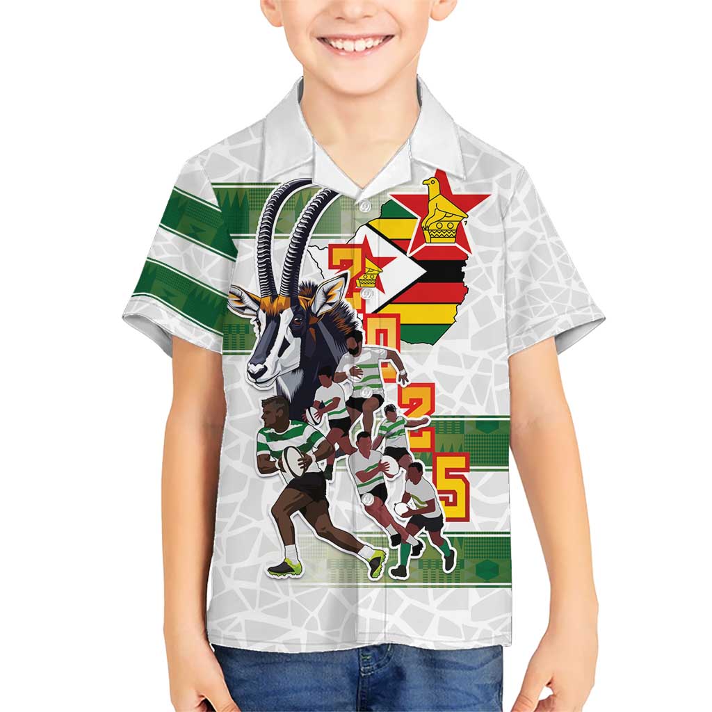 Custom Zimbabwe Rugby The Champions 2025 Kid Hawaiian Shirt Warriors Sable Antelope - Wonder Print Shop