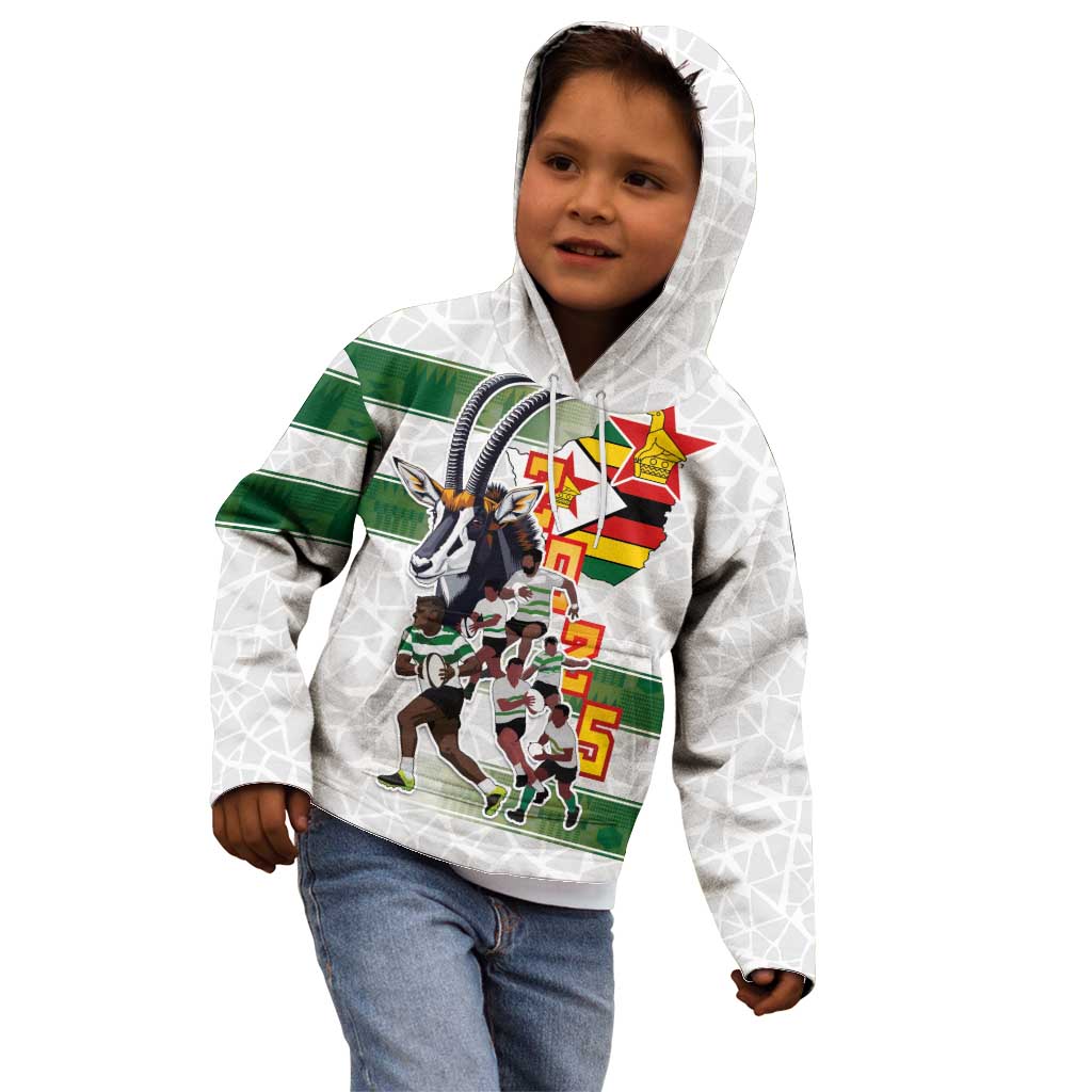 Custom Zimbabwe Rugby The Champions 2025 Kid Hoodie Warriors Sable Antelope - Wonder Print Shop
