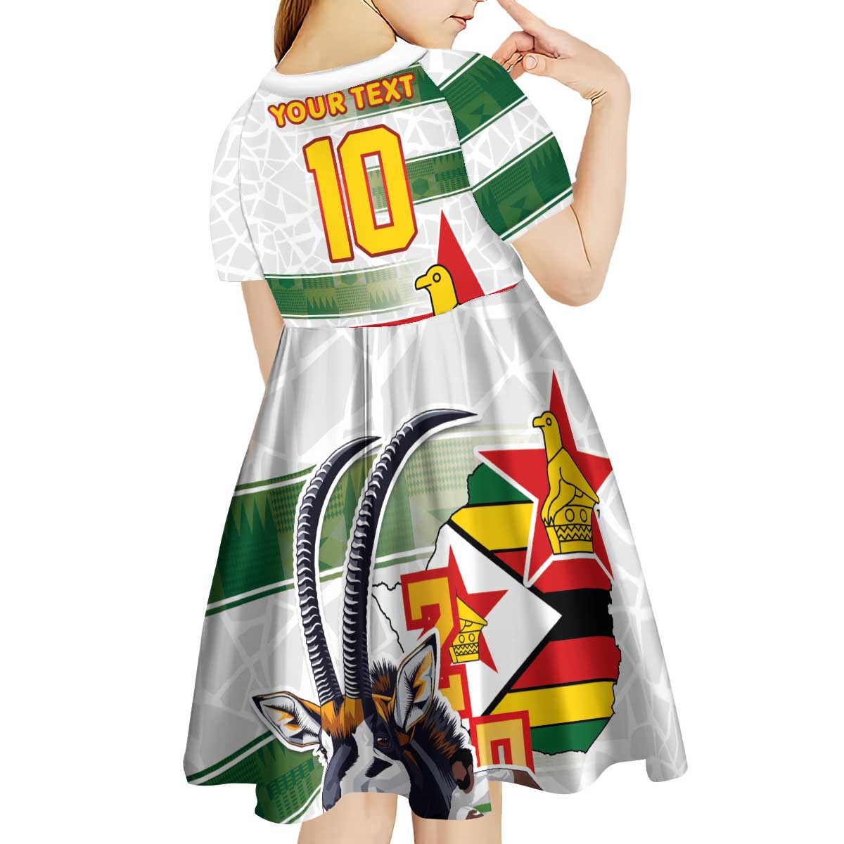 Custom Zimbabwe Rugby The Champions 2025 Kid Short Sleeve Dress Warriors Sable Antelope - Wonder Print Shop