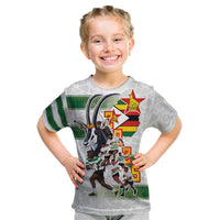 Custom Zimbabwe Rugby The Champions 2025 Kid T Shirt Warriors Sable Antelope - Wonder Print Shop