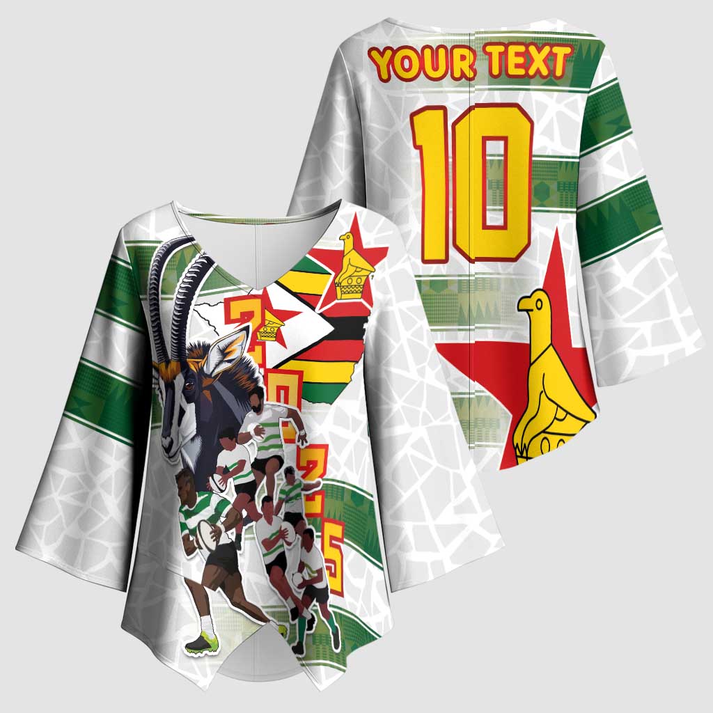 Custom Zimbabwe Rugby The Champions 2025 Kimono Sleeve Blouse Warriors Sable Antelope - Wonder Print Shop