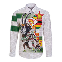 Custom Zimbabwe Rugby The Champions 2025 Long Sleeve Button Shirt Warriors Sable Antelope - Wonder Print Shop