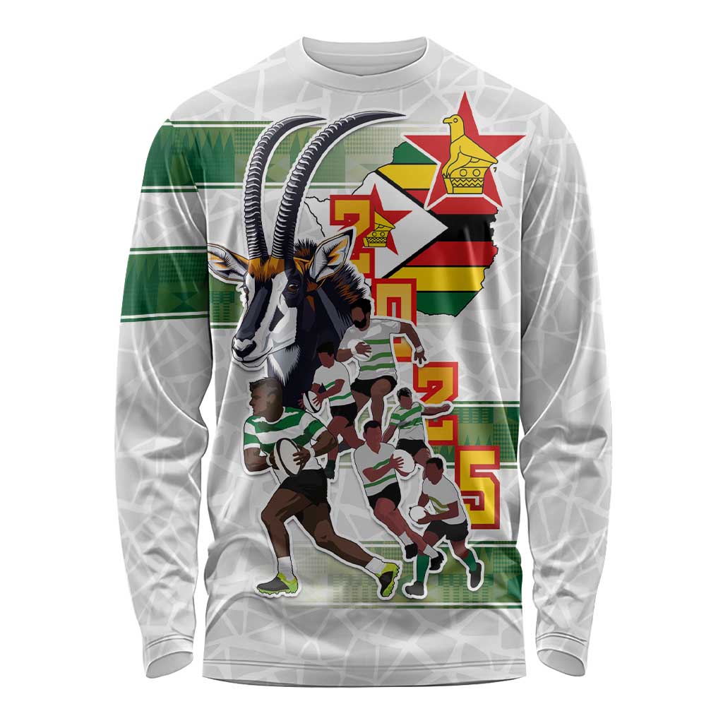 Custom Zimbabwe Rugby The Champions 2025 Long Sleeve Shirt Warriors Sable Antelope - Wonder Print Shop