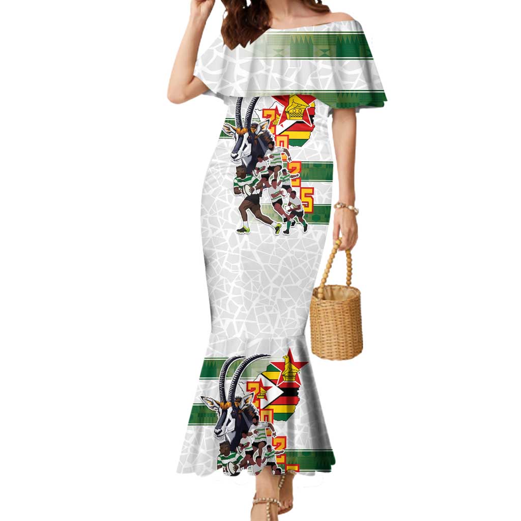 Custom Zimbabwe Rugby The Champions 2025 Mermaid Dress Warriors Sable Antelope - Wonder Print Shop