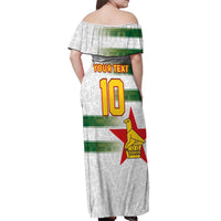 Custom Zimbabwe Rugby The Champions 2025 Off Shoulder Maxi Dress Warriors Sable Antelope - Wonder Print Shop