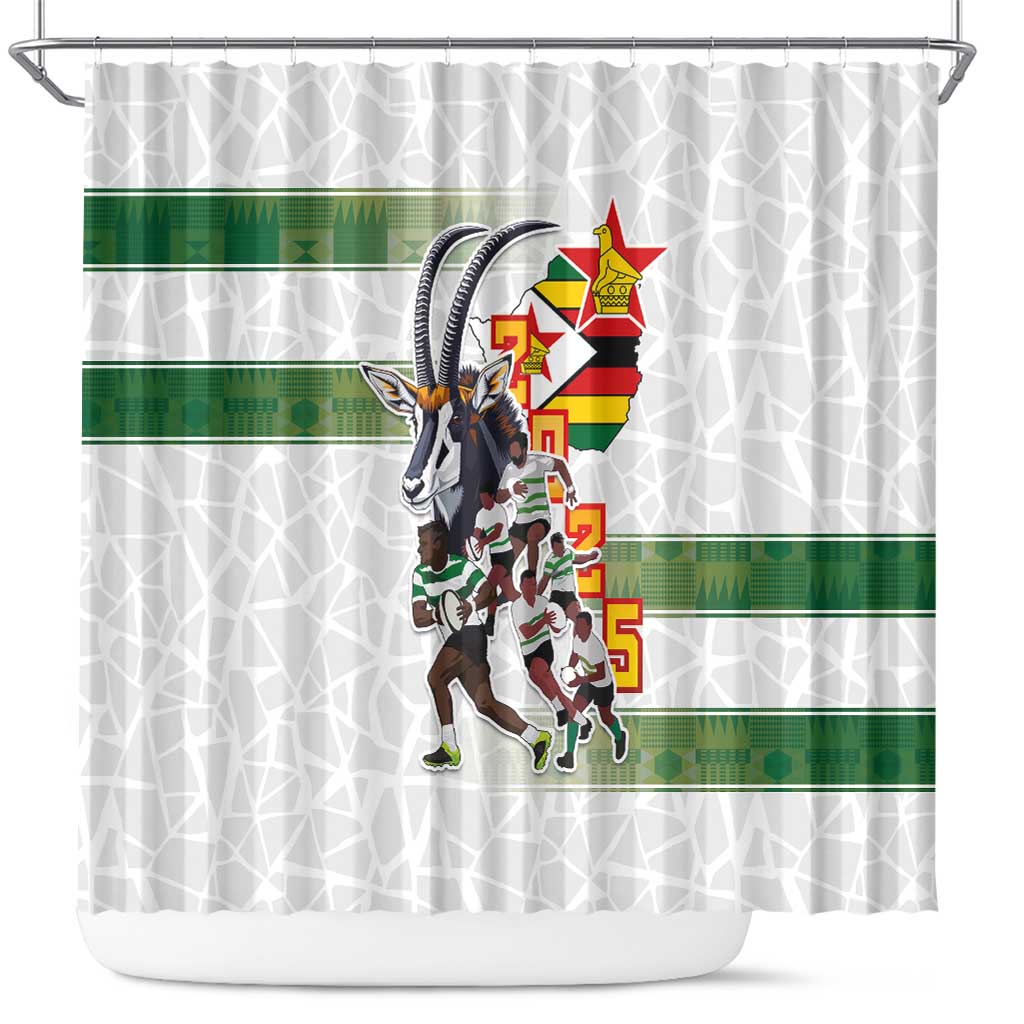 Zimbabwe Rugby The Champions 2025 Shower Curtain Warriors Sable Antelope - Wonder Print Shop