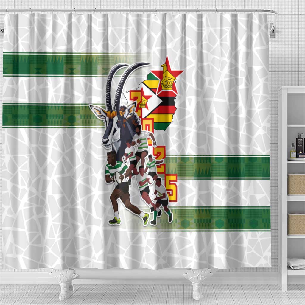 Zimbabwe Rugby The Champions 2025 Shower Curtain Warriors Sable Antelope - Wonder Print Shop