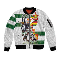 Custom Zimbabwe Rugby The Champions 2025 Sleeve Zip Bomber Jacket Warriors Sable Antelope - Wonder Print Shop