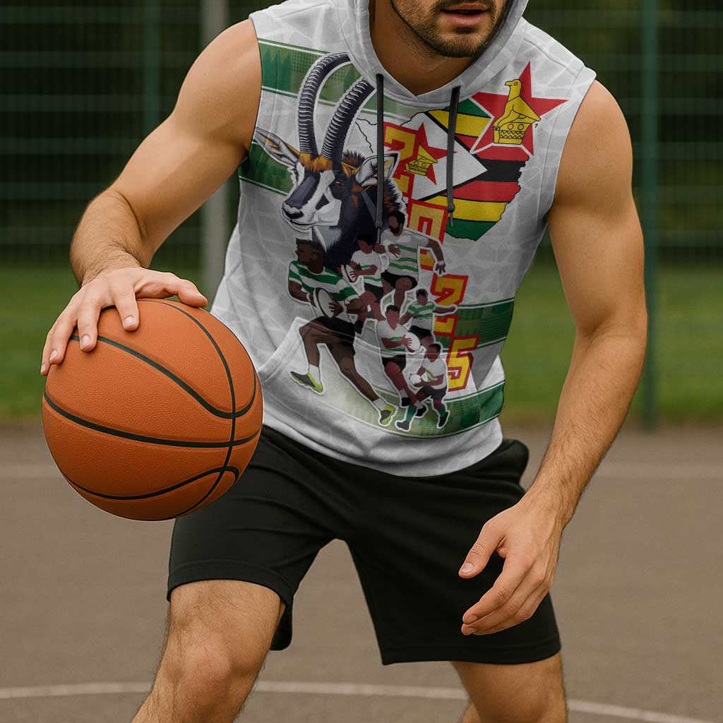 Custom Zimbabwe Rugby The Champions 2025 Sleeveless Hoodie Warriors Sable Antelope - Wonder Print Shop