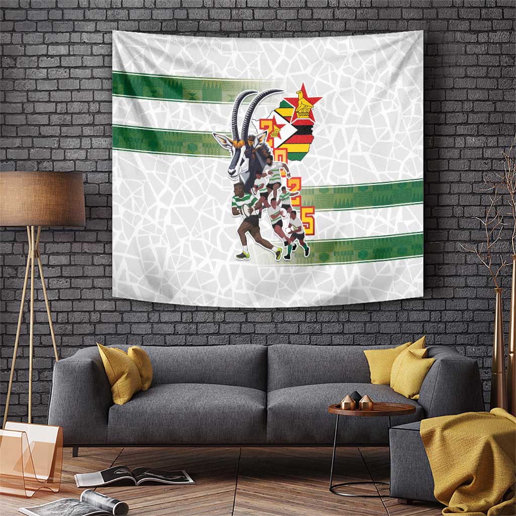 Zimbabwe Rugby The Champions 2025 Tapestry Warriors Sable Antelope - Wonder Print Shop