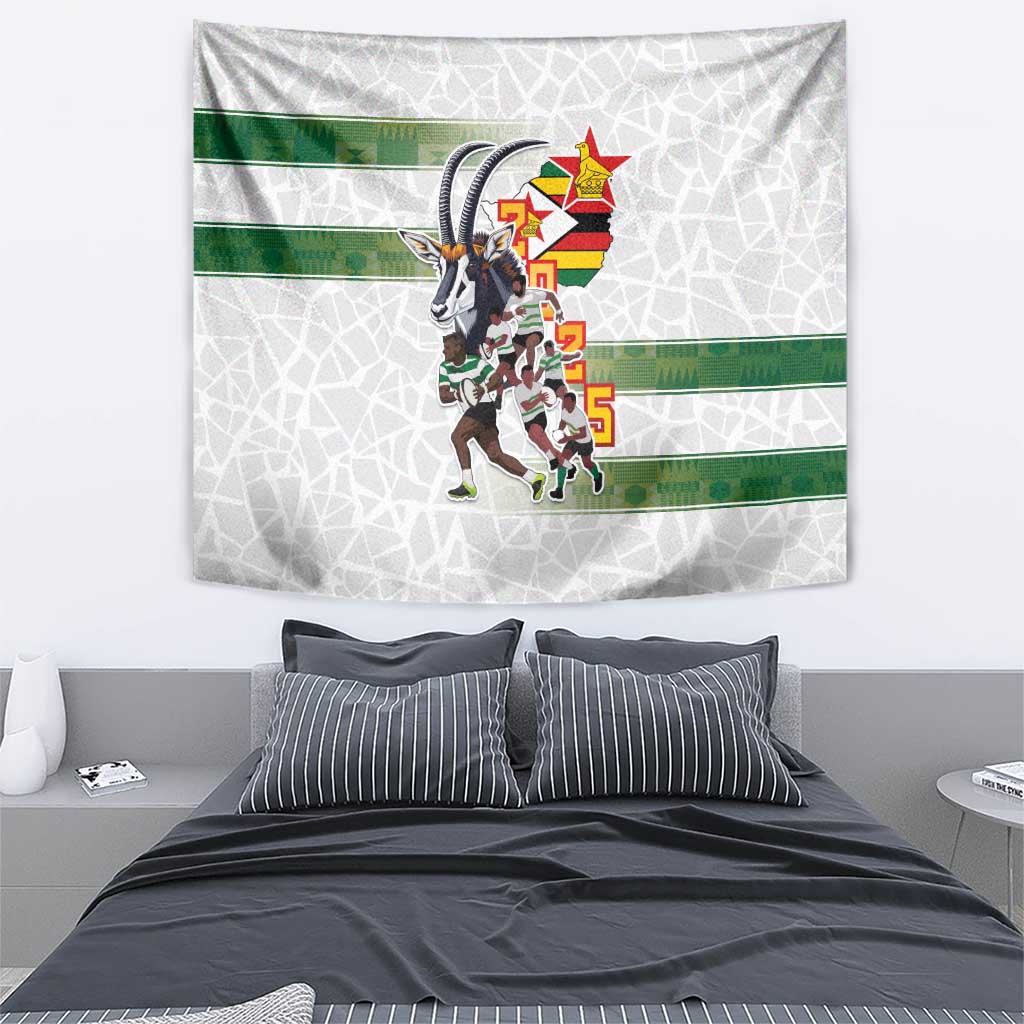 Zimbabwe Rugby The Champions 2025 Tapestry Warriors Sable Antelope - Wonder Print Shop