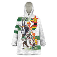 Custom Zimbabwe Rugby The Champions 2025 Wearable Blanket Hoodie Warriors Sable Antelope - Wonder Print Shop