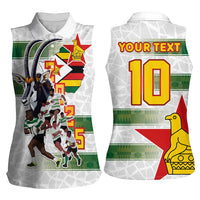 Custom Zimbabwe Rugby The Champions 2025 Women Sleeveless Polo Shirt Warriors Sable Antelope - Wonder Print Shop