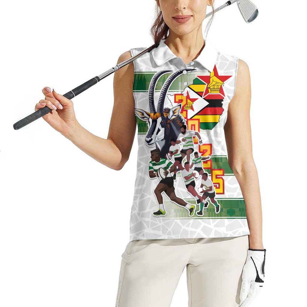 Custom Zimbabwe Rugby The Champions 2025 Women Sleeveless Polo Shirt Warriors Sable Antelope - Wonder Print Shop